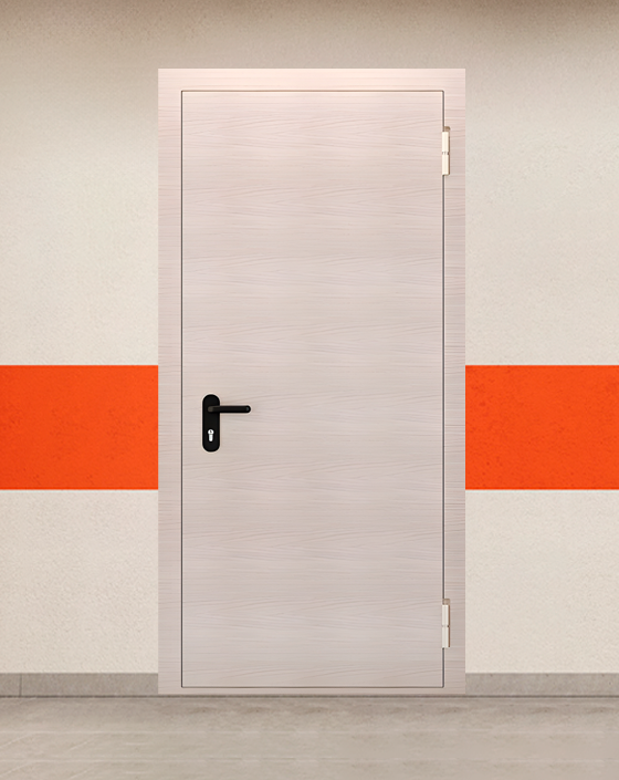 Противопожарная однопольная МДФ бежевая дверь EI-90 без доводчика