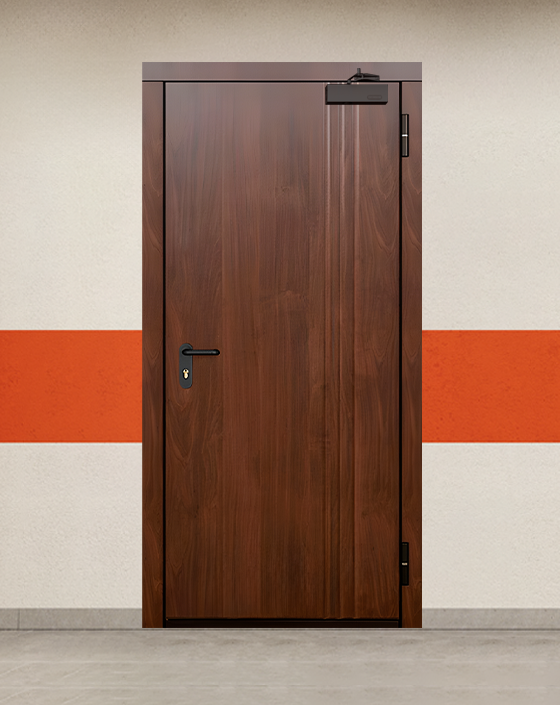 Противопожарная коричневая МДФ бежевая дверь EIS 90