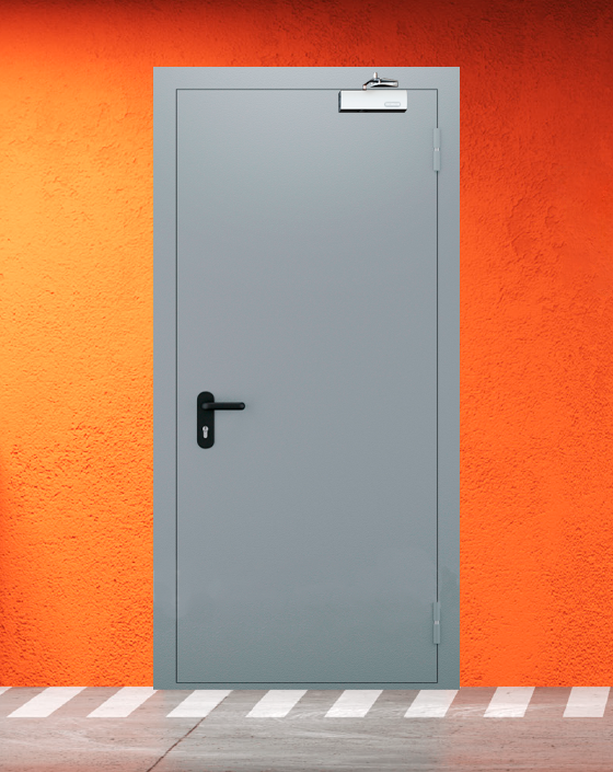 Противопожарная однопольная серая дверь EI 30 (3-го типа)