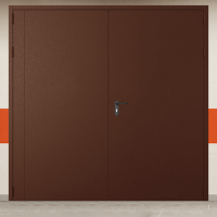 Ворота металлические двустворчатые коричневые без доводчика